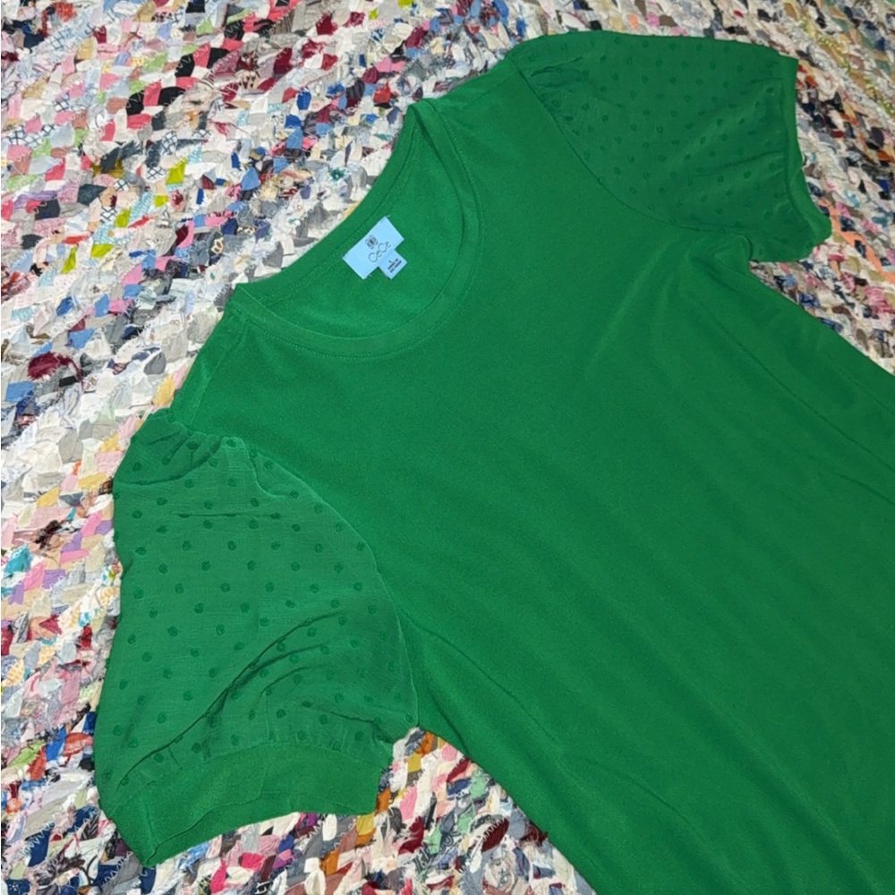 CeCe Green Puff Sleeve Dress - Picture 4 of 6